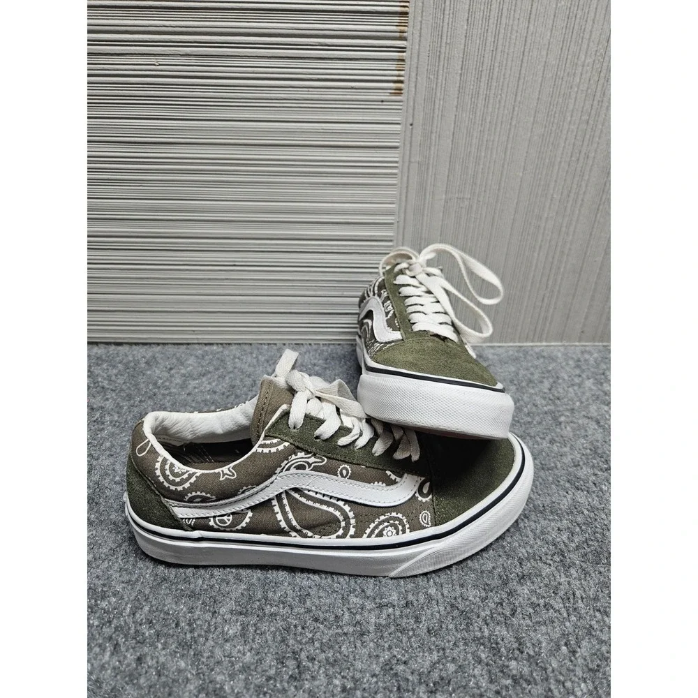 Vans Old Skool Boys 6Y Green White Suede Skate Sneaker Lace‎ Up Retro Shoes